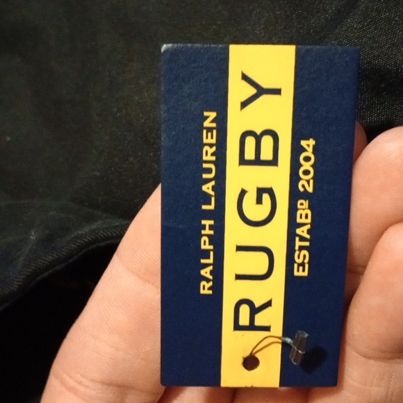 Ralph Lauren Rugby Hat, NWT,  XLarge,Black with White Stripes. Old English R, - Picture 3 of 6